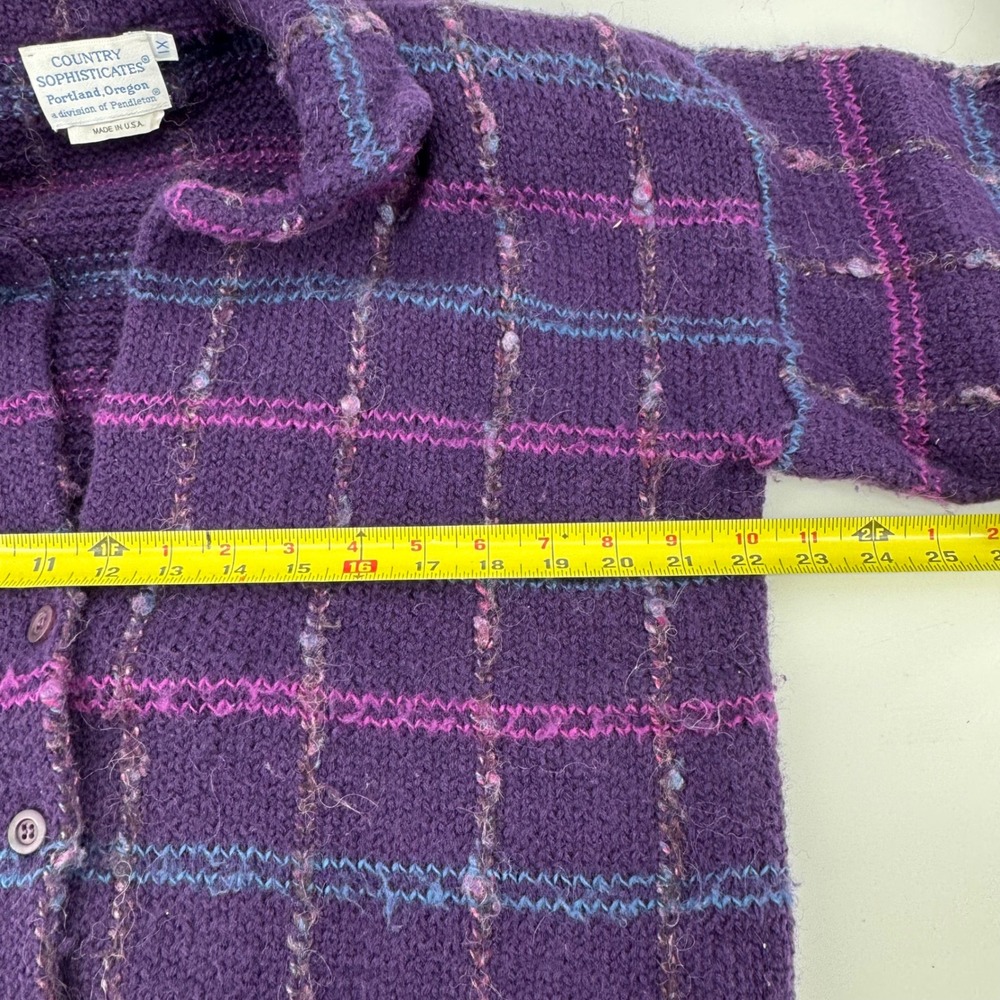 VTG Country Sophisticates Pendleton Plaid Wool Blend‎ Grandma Retro Cardigan - Picture 8 of 13